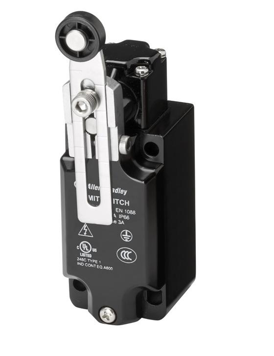 802K-MALB22E - Limit Switch, Non-Safety, Adjustable Lever with Nylon Roller, 2 N.C./ 2 N.O., BBM, 1/2 NPT Conduit