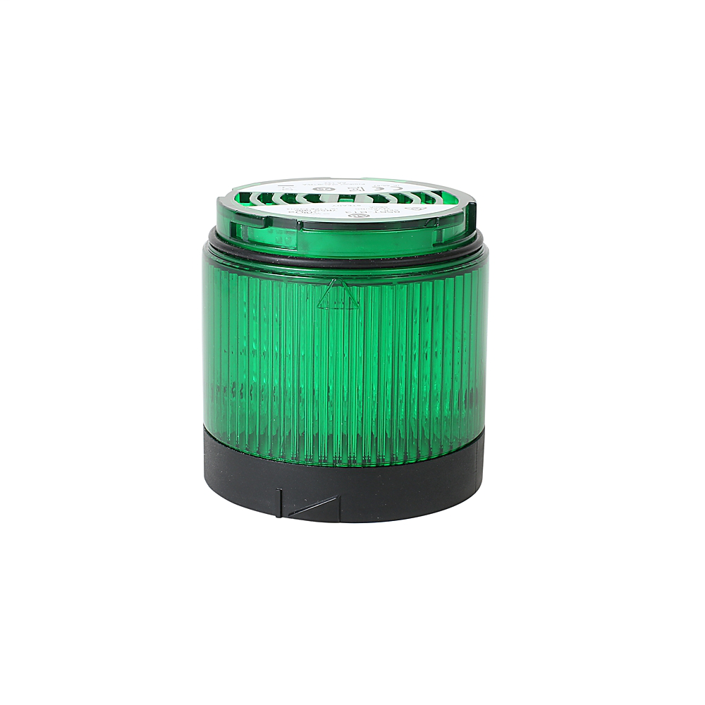 Módulos de luz 856T de 70 mm, carcasa negra, LED fijo de 24 V, salida verde, acabado de lente estándar