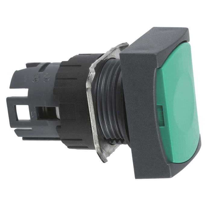 ZB6DA3 - Head for non illuminated push button, Harmony XB6, green rectangular flush, 16mm, integral LED, spring return, unmarked