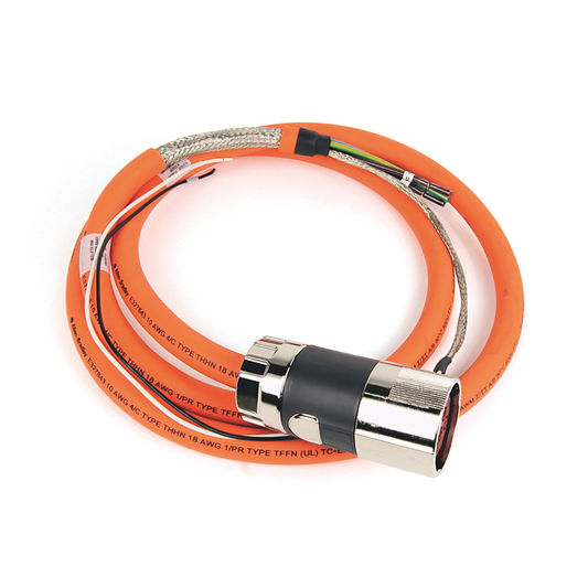 2090-CPBM7DF-10AA02 - Cable SpeedTEC, alimentación de motor con cables de freno, conector DIN SpeedTec, extremo de accionamiento, cable flotante, 10 AWG, estándar (no flexible), 2 metros
