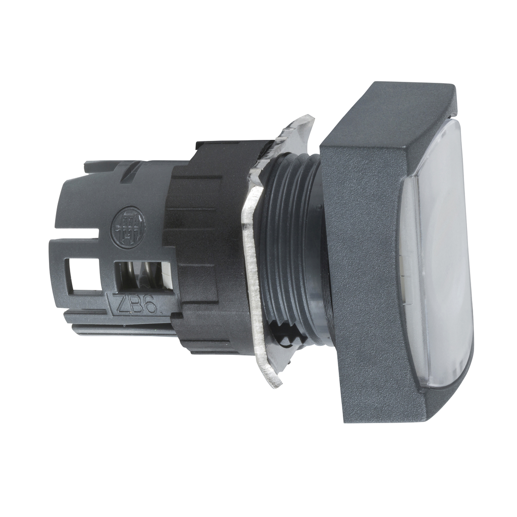 ZB6DF1 - Cabezal para pulsador iluminado, Harmony XB6, rectangular blanco empotrado, 16 mm, LED integrado, con enclavamiento, sin marcar