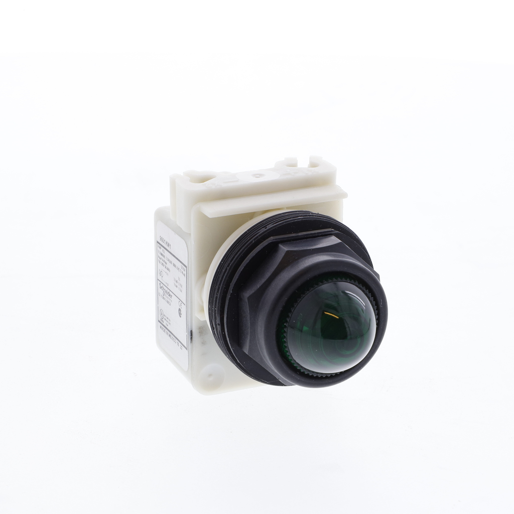 9001SKP1G9 - Pilot light, Harmony 9001SK, plastic, polycarbonate, domed, green, 30mm, 110-120V