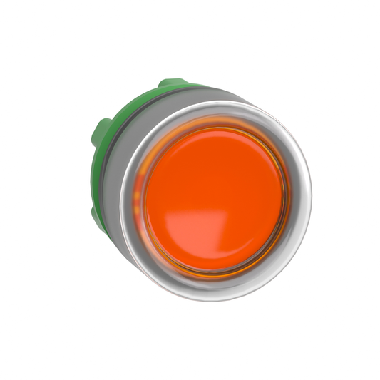 ZB5AW553C0 - Head for illuminated push button, Harmony XB5, grey bezel, orange flush, 22mm, universal LED, spring return, clear boot