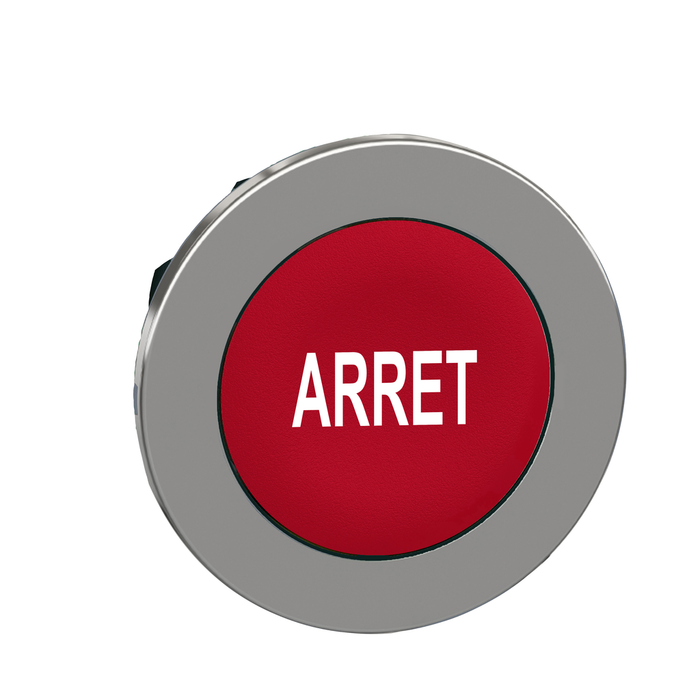 Head for non illuminated push button, Harmony XB4, flush mounted red flush caps pushbutton white marked "ARRET"