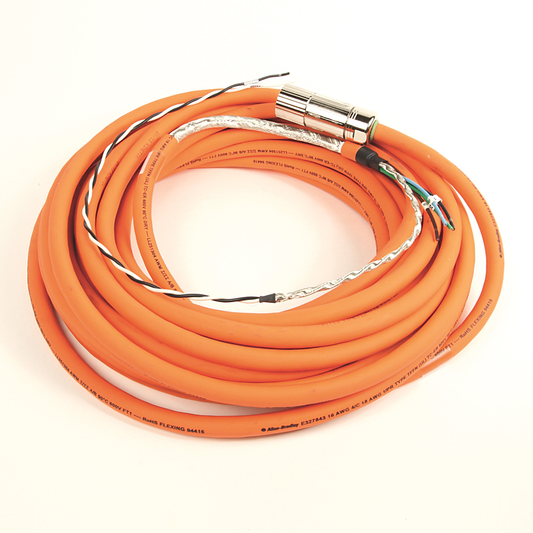 2090-CPBM4DF-16AF12 - Cable,PW&BK,Motor Type 4 DIN Connector,Flying Lead,16AWG,Flex,12M