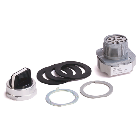 800T-J5KC1 - 800T 3 Position, Knob/Wing Lever,, White, Std. Knob Spring Rtn fr/ Right, Cam and Contact Blocks, 3 Position