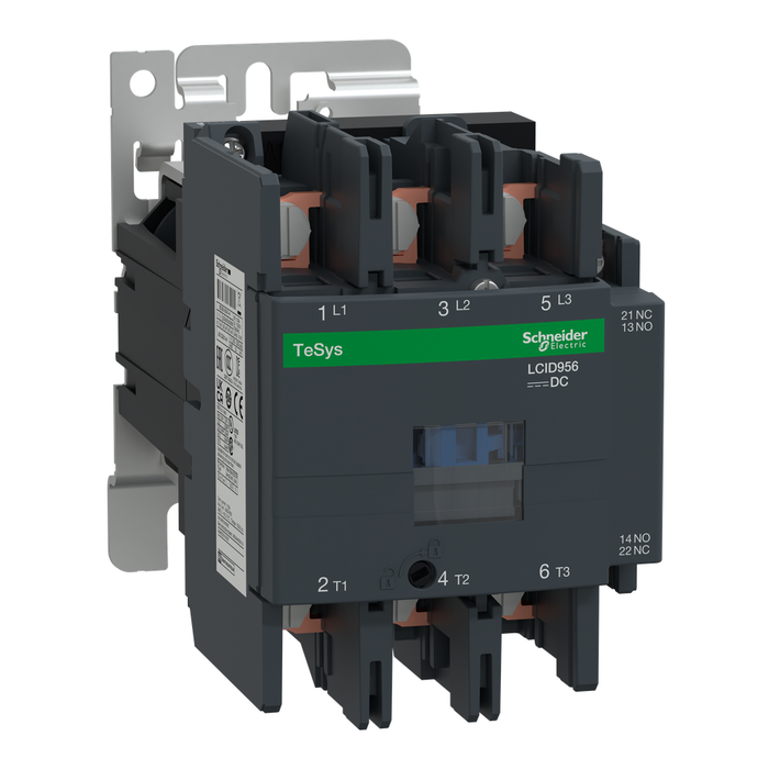 LC1D956BD - IEC contactor, TeSys Deca, nonreversing, 95A, 60HP at 480VAC, 3 phase, 3 pole, 3 NO, 24VDC coil, open style