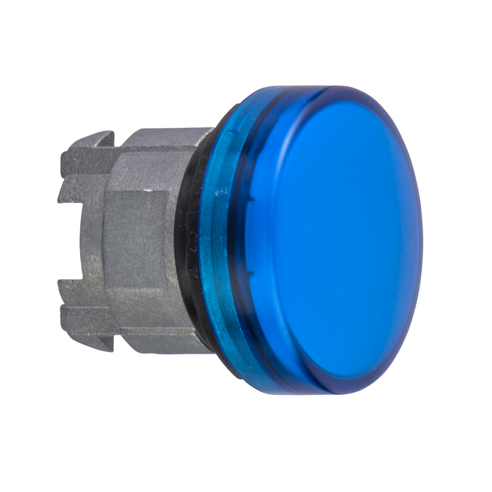 ZB4BV06S - Head for pilot light, Harmony XB4, blue Ø22 mm with grooved lens BA9s bulb