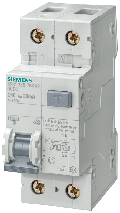 5SU1356-1KK06 - FI/LS-PROTECTOR 30MA, 6KA, 1+N POLE C, 6A