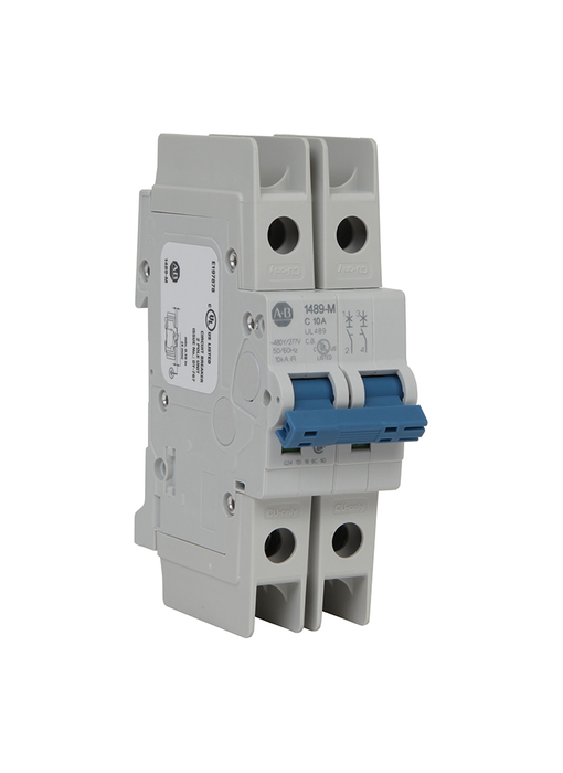 1489-M2D040 - Bulletin 1489 Miniature Circuit Breaker, Standard configuration, AC, 2 Pole Configuration, Trip Curve D, UL/CSA Max. Voltage: 240V AC, 96V DC, IEC /EN Max. Voltage: 400V AC,4 A