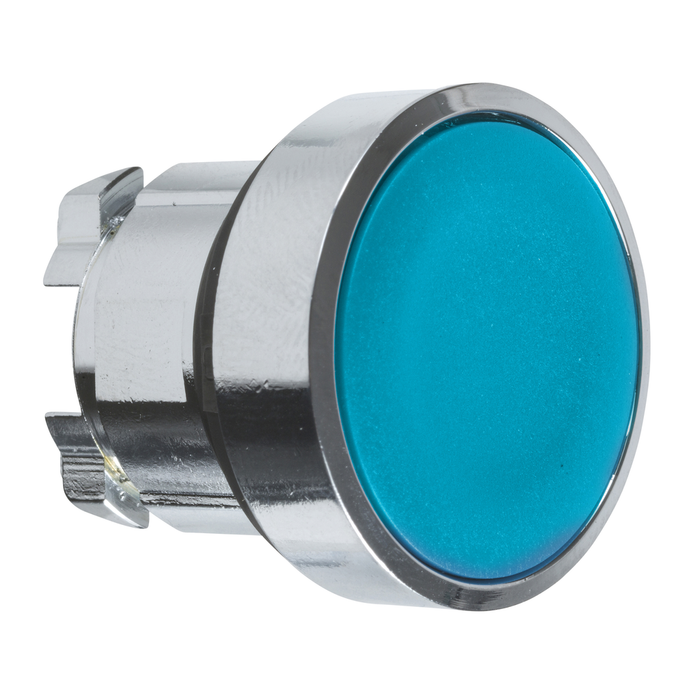 ZB4BH06 - Head for illuminated push button, Harmony XB4, metal, blue flush, 22mm, push-push, unmarked