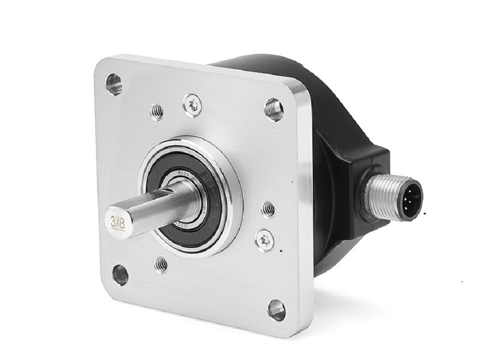 Incremental Encoder, Standard Square Flange, 10 mm Diameter Shaft with Flat, 4.5-5.5 Volt Line Driver,TTL (B-Leads-A, CW, Z gated with BN), MS Connector, 10-Pin with mating connector, 500 Pulses per Revolution.