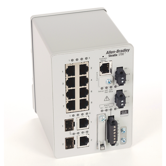 1783-BMS10CGN - Stratix 5700 Switch, Managed, 8 Fast Ethernet Copper Ports, 2 Gigabit Ethernet Combo Ports, Full Software, CIP Sync, NAT, DLR