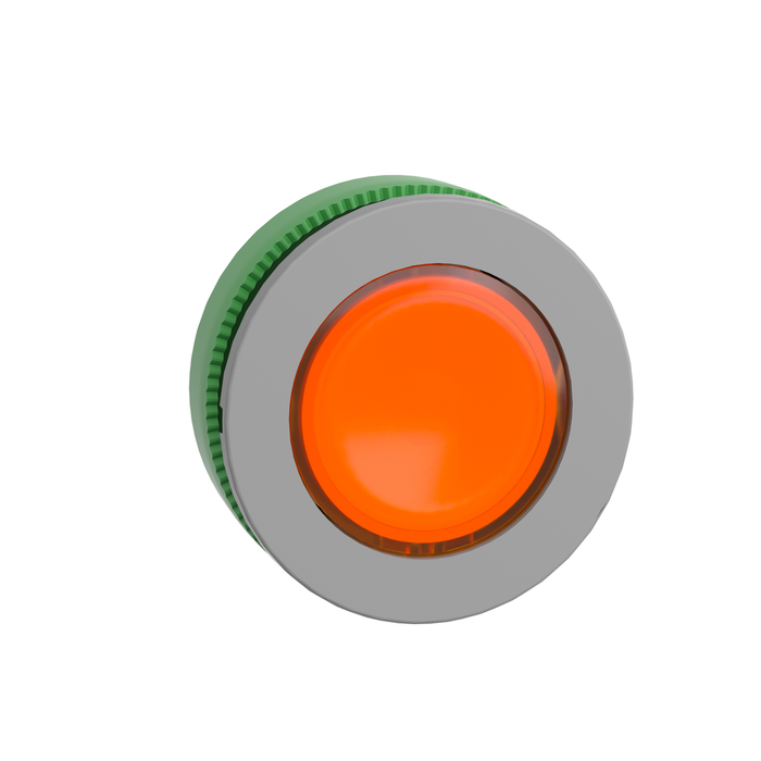 ZB5FW353C0 - Head for illuminated push button, Harmony XB5, grey bezel, orange flush mounted, 30mm, universal LED, plain lens