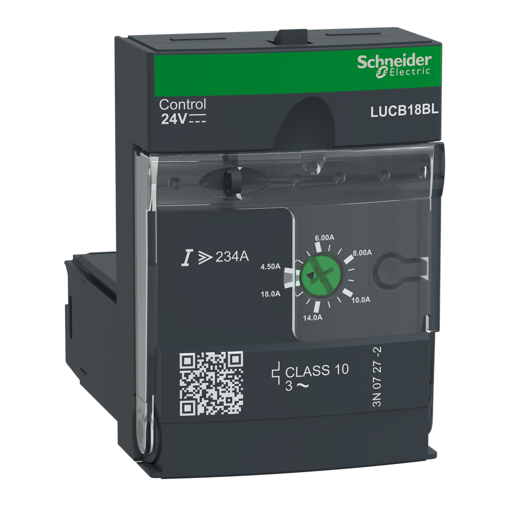 LUCB18BL - Unidad de control avanzada, TeSys Ultra, 4,5 A a 18 A, motores 3P, protección y diagnóstico, clase 10, bobina 24 VCC