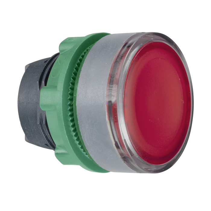 ZB5AH0483C0 - Harmony XB5, Illuminated push button head, plastic, flush, red, Ø22, push-push, integral LED, for insertion of legend, grey bezel