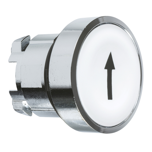 ZB4BA334 - Push button head, Harmony XB4, metal, flush, white, 22mm, spring return, marked UP ARROW