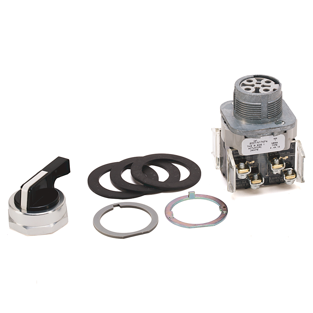 800T 4 posiciones, palanca de perilla/ala, blanco, mantenimiento de palanca de perilla, bloques de leva y contacto, 4 posiciones