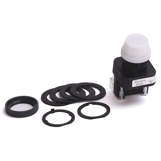 800HC-QRB24B - Contacto de 30,5 mm tipo 4/4X/13, PB-Ilum., azul, extremo abierto sin protección, incandescente/sin opciones, 24 V CA/CC, 1 NA-1 NC, protección para los dedos