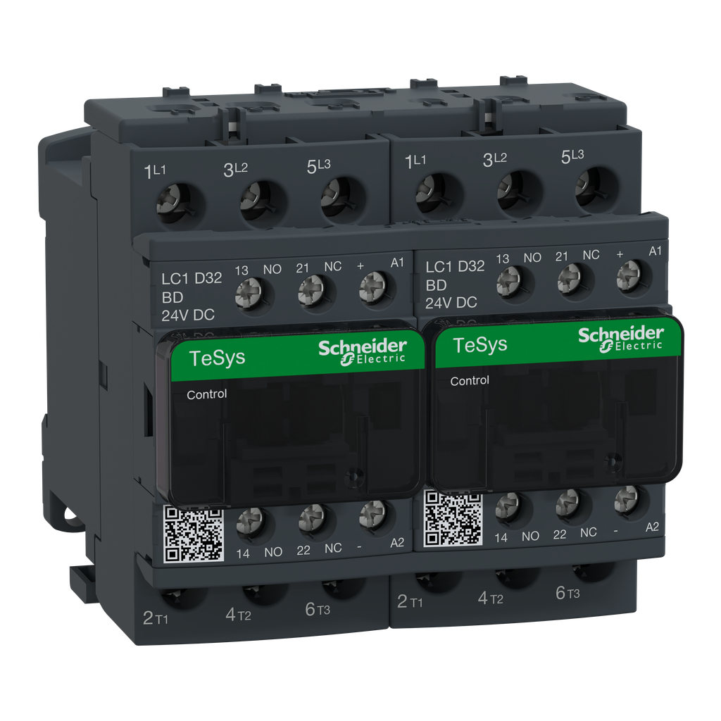 LC2D32BD - Contactor inversor TeSys Deca - 3P(3 NO) - AC-3 - &lt;= 440 V 32 A - Bobina 24 V DC
