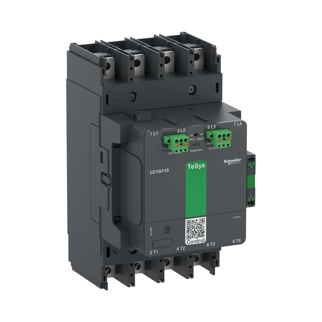 LC1G1504EHEA - Contactor de alta potencia TeSys Giga, versión avanzada, AC-1, &lt;= 440 V, 275 A, 4 polos/NA, bobina 48-130 V CA/CC