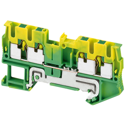 NSYTRP24PE - Bloque de terminales, Linergy TR, tipo push-in, 4 puntos, 2,5 mm², tierra de protección, verde-amarillo, juego de 50 (Cantidad: 50)