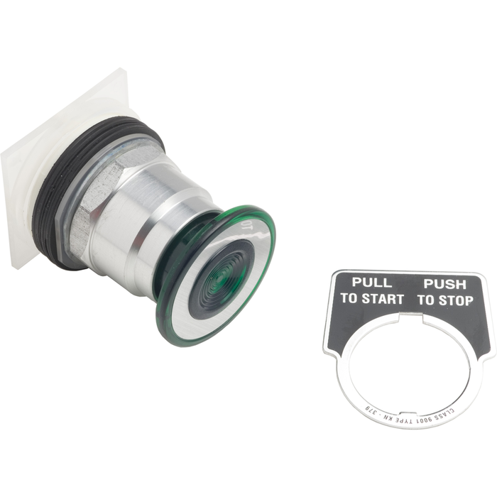 9001KR8G - Head for spring return push button, Harmony 9001K, metal, green, mushroom 41mm, 30mm, 3 positions