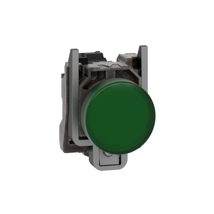 XB4BV63 - Pilot light, Harmony XB4, metal, green, 22mm, plain lens with BA9s bulb, lt 250V