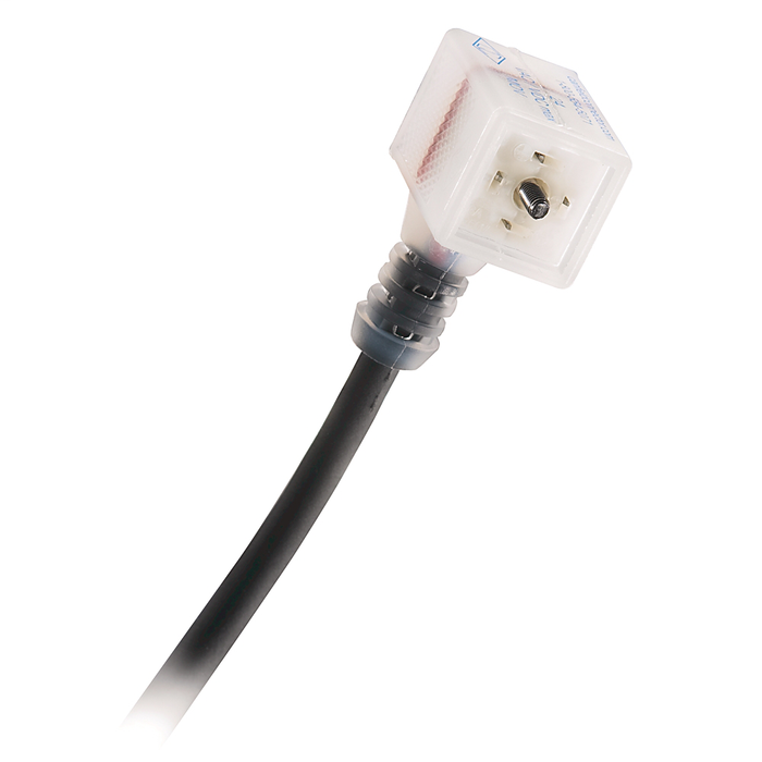 889 DIN Cables, Industry Standard B (11mm), Female, Right Angle, LED, 24V, 2-Pole + Ground (away from cable exit), PVC Cable, Black, Unshielded, 20AWG, Male, Straight M12, 2 Meters (6.56 feet)