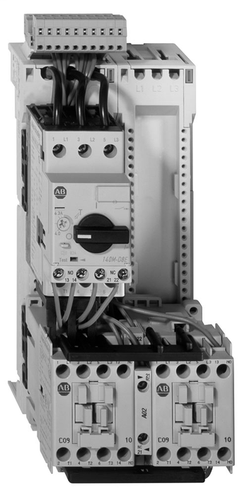 107S-ATL3-DB25C-KN-SP-TE - IEC Reversing Combination Starter, 100-C09, 200-220V 50Hz / 208-240V 60Hz, 1 N.O. 1 N.C., 140M-D8E (D-Frame), High Break Plus, Internal Auxiliary Contact 1 N.O. + 1 N.C., No Side Mount Aux. or Trip Contacts