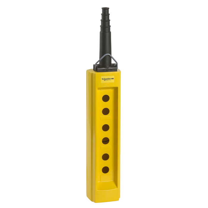 XACB06 - Empty pendant control station, Harmony XAC, plastic, yellow, 6 cut outs, for cable 10…22mm