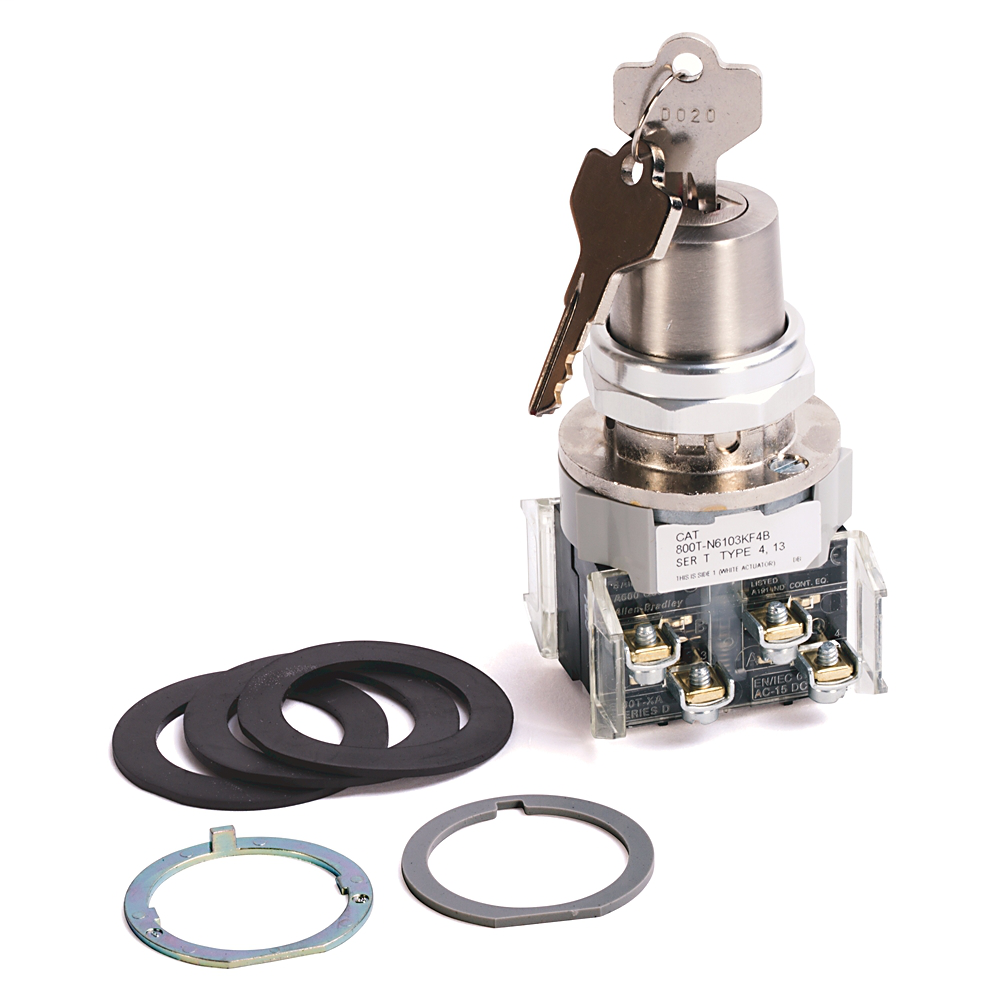 800T-N6105KF4C - 30.5mm Type 4/13 4 Pos. Cyl. Lock Sel. Switch, Maint., Lock All, Std. Key, D335 Key