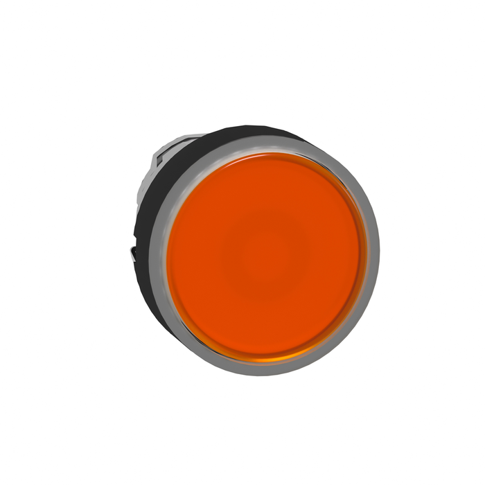 ZB4BW3537 - Head for illuminated push button, Harmony XB4, orange flush, 22mm, universal LED, spring return, plain, unmarked