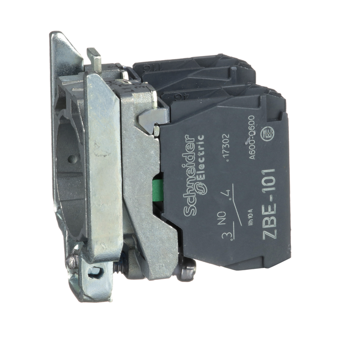 ZB4BZ103 - Harmony, 22mm Push Button, XB4B operators, contact block, with mounting collar, 2 NO, screw clamp terminal