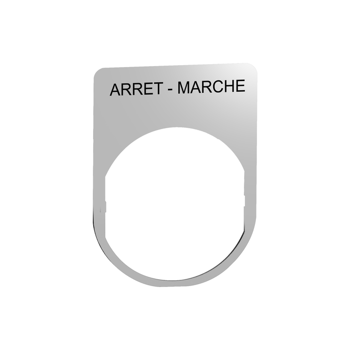 ZBYM2166 - Legend plate, Harmony XB5, 30 x 40mm, metal, black marked ARRET-MARCHE (Qty. 10)