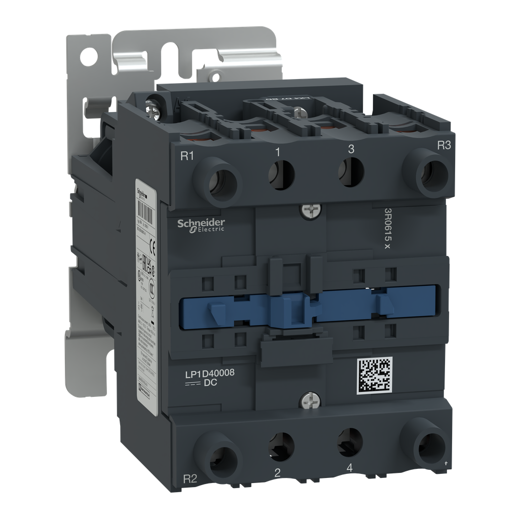 LP1D40008GD - Contactor IEC, TeSys Deca, no inversor, resistivo de 60 A, 4 polos, 2 NA y 2 NC, bobina de 125 V CC, estilo abierto