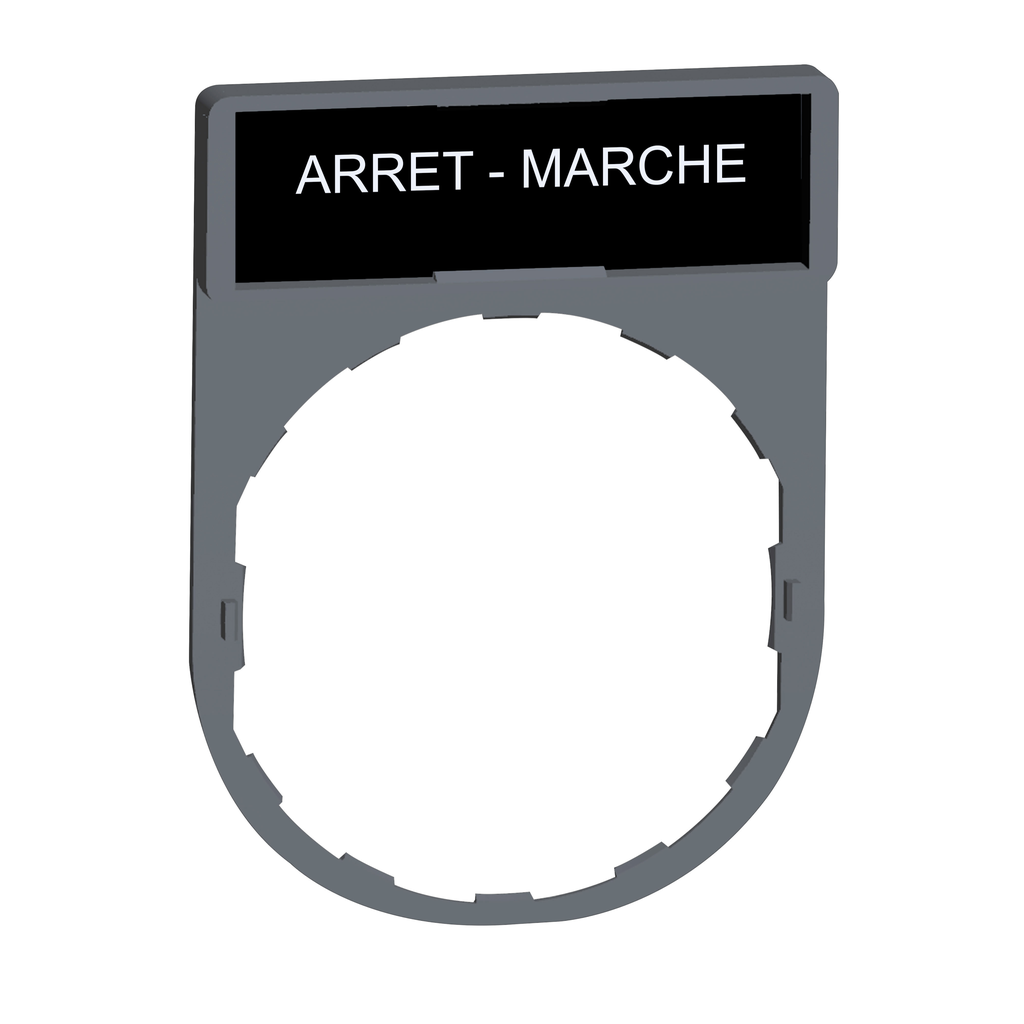 ZBY2166C0 - Portaetiquetas, Harmony XB5, 30 x 40 mm, bisel gris, leyenda de 8 x 27 mm, marcado ARRET - MARCHE