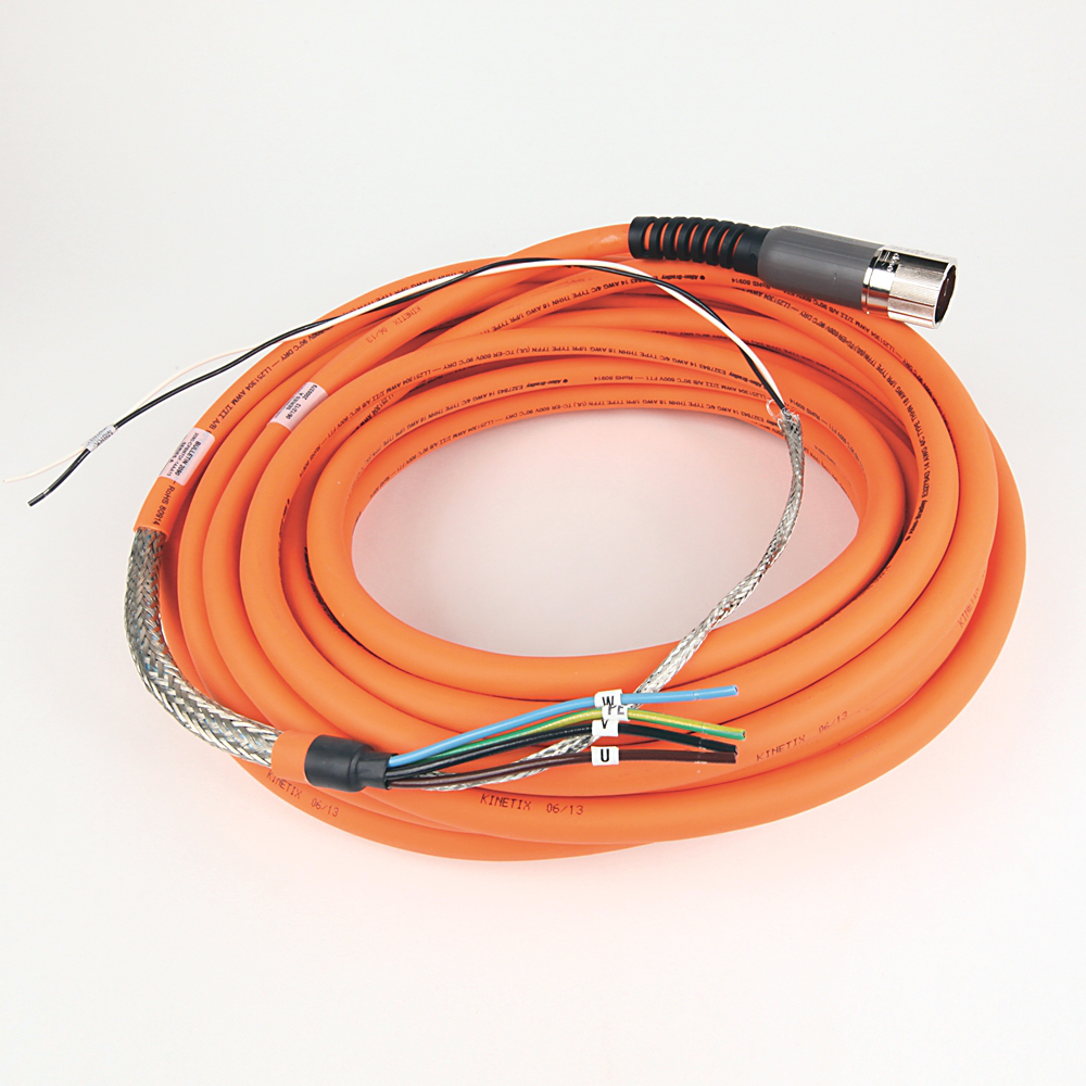 2090-CPWM7DF-14AA15 - SpeedTEC Cable, Motor Power Only, SpeedTec DIN Connector, Drive-end, Flying-lead, 14 AWG, Standard (Non-Flex), 15 Meters