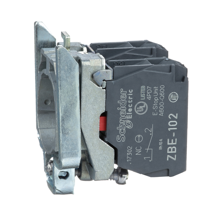 ZB4BZ104 - Harmony, 22mm Push Button, XB4B operators, contact block, with mounting collar, 2 NC, screw clamp terminal