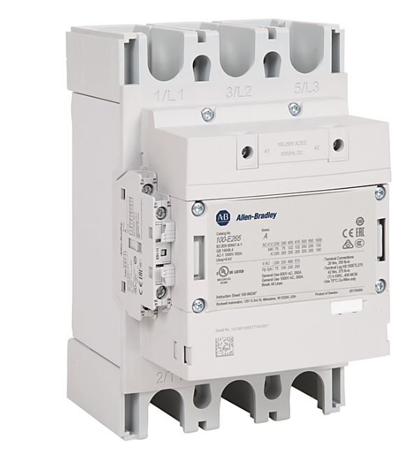 100-E265KY11 - 100-E MCS-E Contactor, 265A, AC3 duty, 48-130V AC 50/60Hz / 48-130V DC Electronic Coil, 1 N.O. 1 N.C.