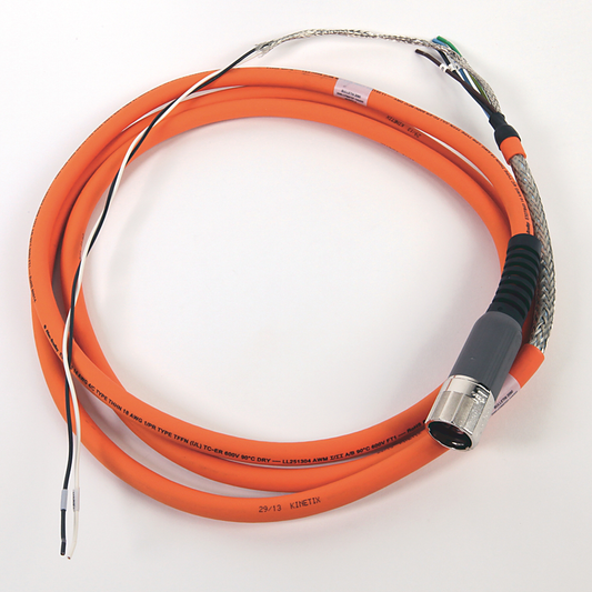 2090-CPBM7DF-14AA03 - SpeedTEC Cable, Motor Power With Brake Wires, SpeedTec DIN Connector, Drive-end, Flying-lead, 14 AWG, Standard (Non-Flex), 3 Meters