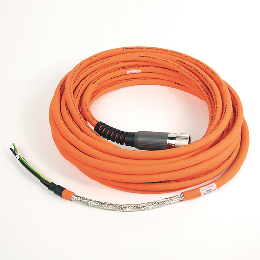 2090-CPWM7DF-12AA12 - SpeedTEC Cable, Motor Power Only, SpeedTec DIN Connector, Drive-end, Flying-lead, 12 AWG, Standard (Non-Flex), 12 Meters