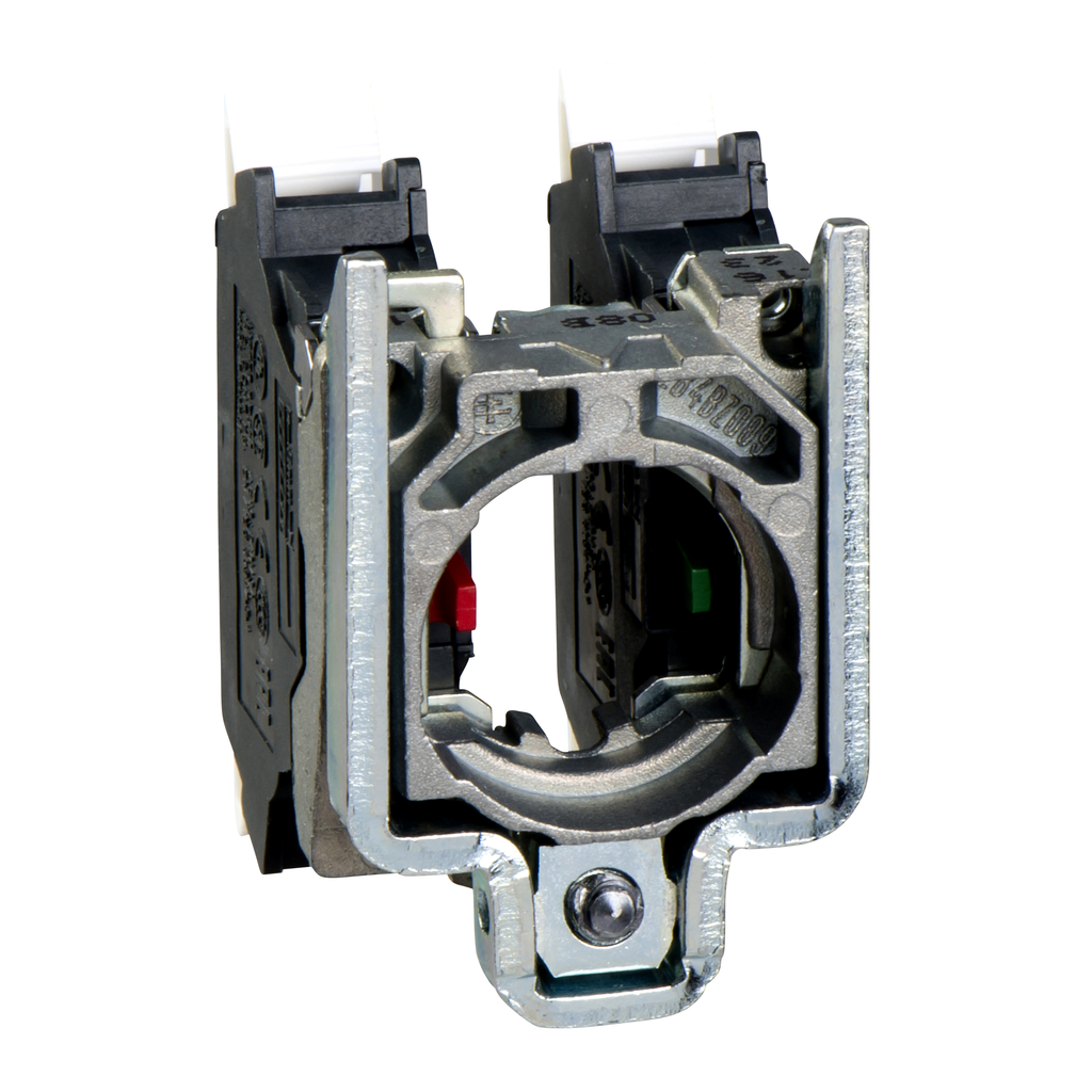 ZB4BZ1055 - Bloque de contacto simple con collar de fijación al cuerpo, Harmony XB4, metal, terminal de abrazadera de resorte, 1NO + 1NC