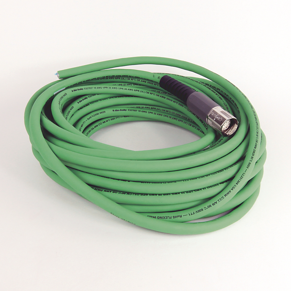 2090-CFBM7DF-CDAF15 - SpeedTEC Cable, Motor Feedback Only, SpeedTec DIN Connector, Drive-end, Flying-lead, Incremental Encoder Type, Continuous-Flex, 15 Meters