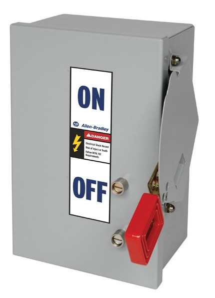 1494H-BF3H6 - Interruptor de seguridad de alta resistencia 1494H, interruptor de desconexión con fusible de 30 A y 600 V CA, carcasa metálica pintada, hermética al polvo, tipo 12, tornillos de fijación para puerta