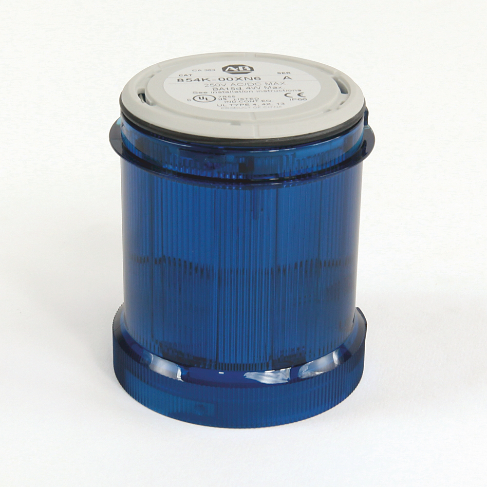 854K-00XN6 - Bulletin 854K Light Modules, Steady Incandescent - No Lamp, 0..250V AC/DC, Blue Lens Color