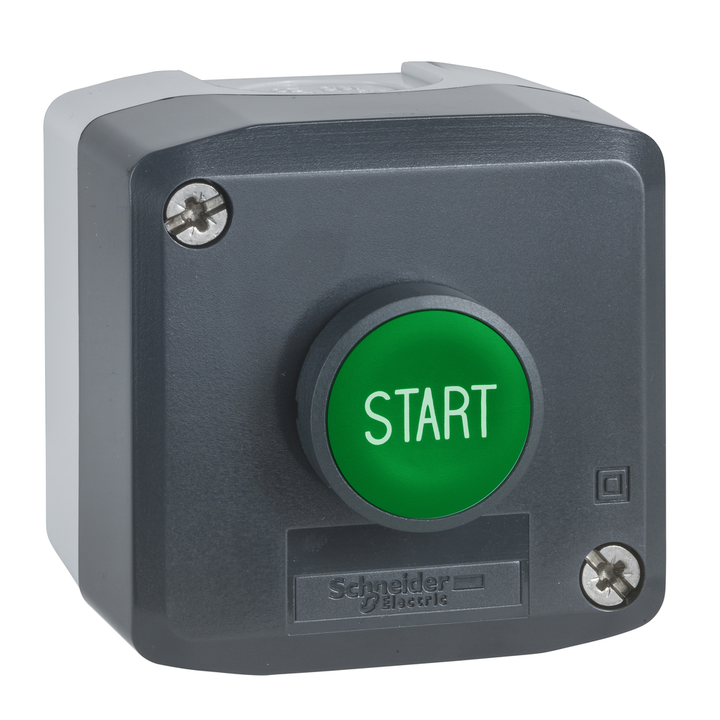 XALD101H29H7 - Control station, Harmony XALD, XALK, plastic, dark grey, 1 green flush push button marked START, 22mm, spring return, 1 NO, UL CSA certified