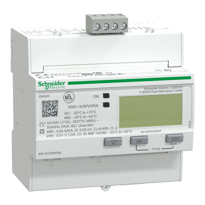 A9MEM3265 - iEM3265 energy meter - CT - BACnet - 1 digital I - 1 digital O - multi-tariff - MID