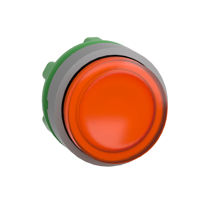 ZB5AH53C0 - Head for illuminated push button, Harmony XB5, grey bezel, orange projecting, 22mm, universal LED, push-push