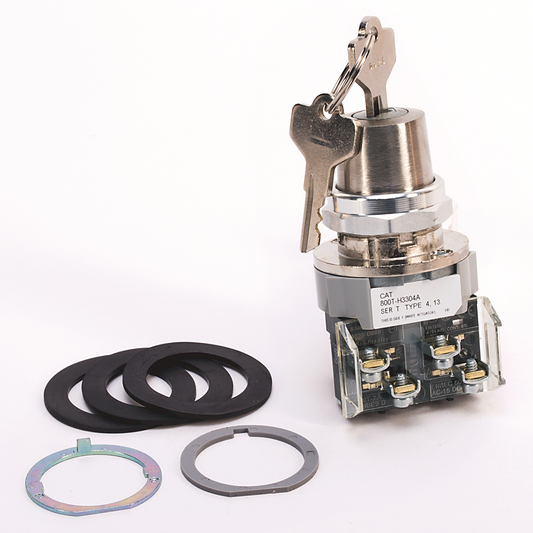 800T-H3305 - Interruptor de selección de cerradura de cilindro de 2 posiciones, tipo 4/13, 30,5 mm, mantenimiento, bloqueo de ambos, llave estándar, llave D335, sin contactos